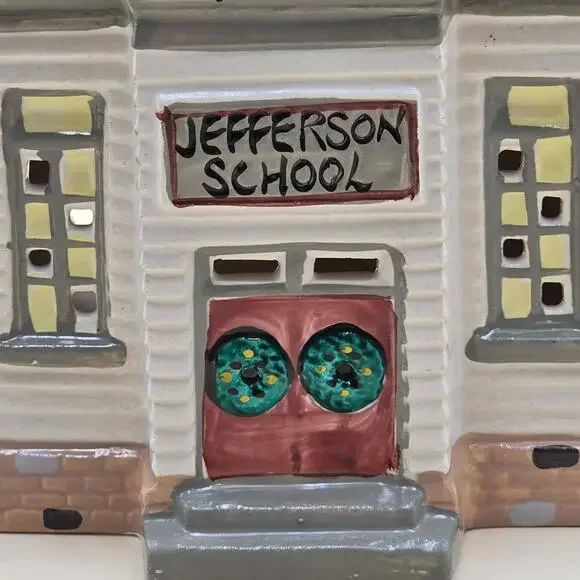 Department 56 Original Snow Village Jefferson School + Light Cord 5082-2 Retired - Picture 11 of 16